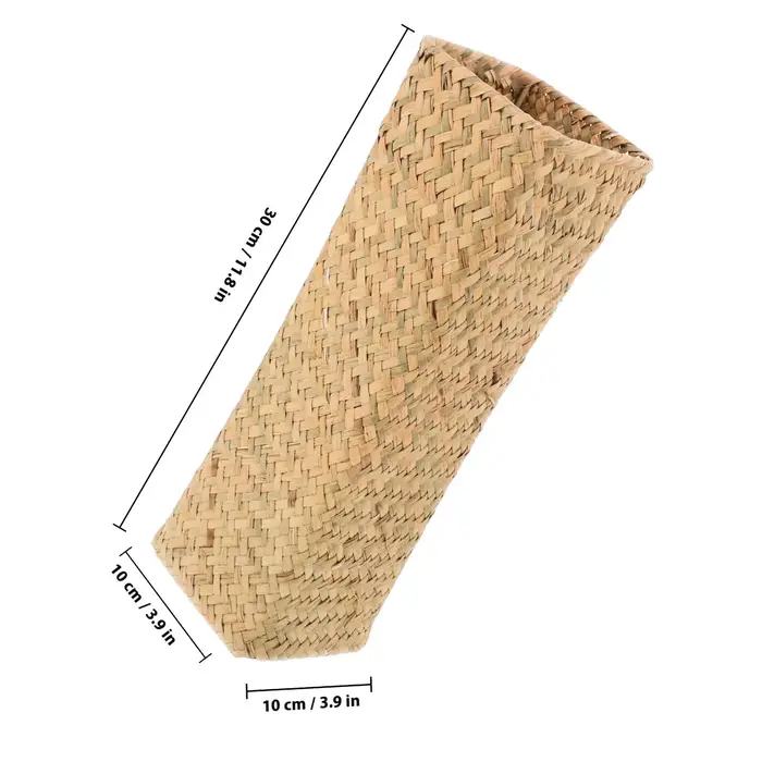 Vase à fleurs en paille tressée