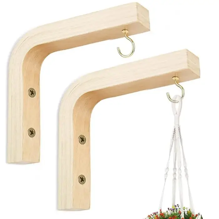Support mural en bois naturel nordique pour plantes