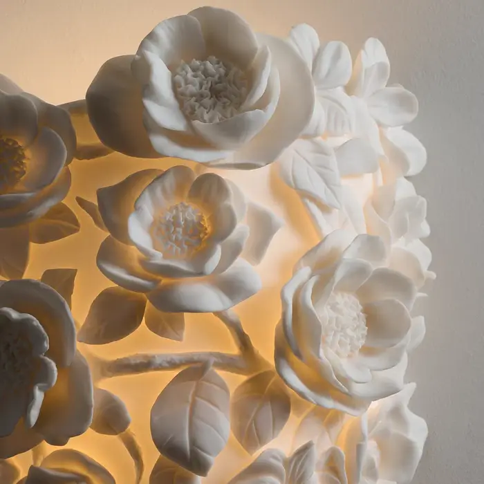Applique Murale Fleur Sculptée Créative, Style Français Luxe Léger, Design Haut de Gamme pour Salon, Décoration de Chambre, Style Crème, Éclairage Rétro pour Villa