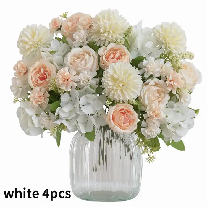 Bouquet de fleurs artificielles réalistes 1/4 pièces