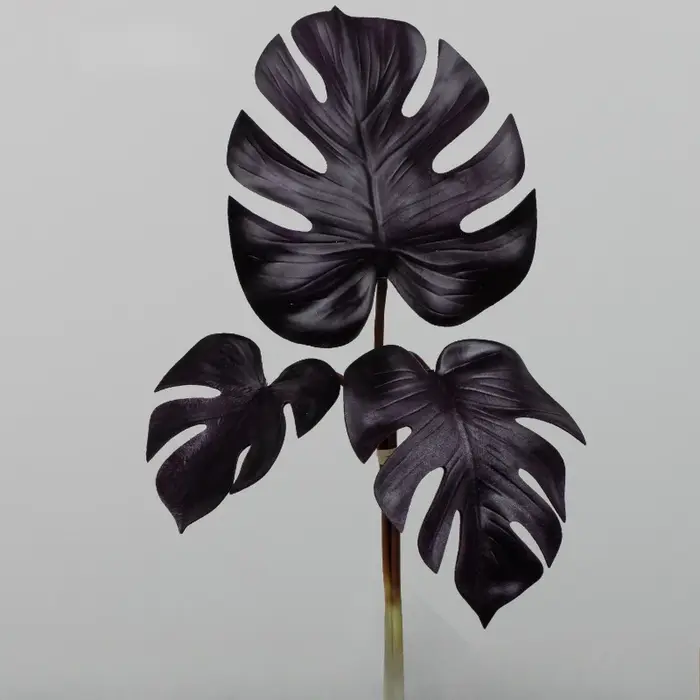 Lot de 5 feuilles de Monstera artificielles en PU, plantes vertes pour décoration de fête et festiva