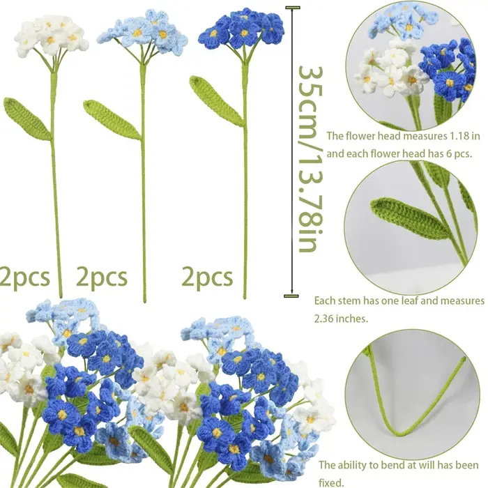 Fleurs de lys au crochet, 1/6 pièces, bouquet de fleurs de lys créatives tricotées à la main, décoration pour fête de mariage et maison