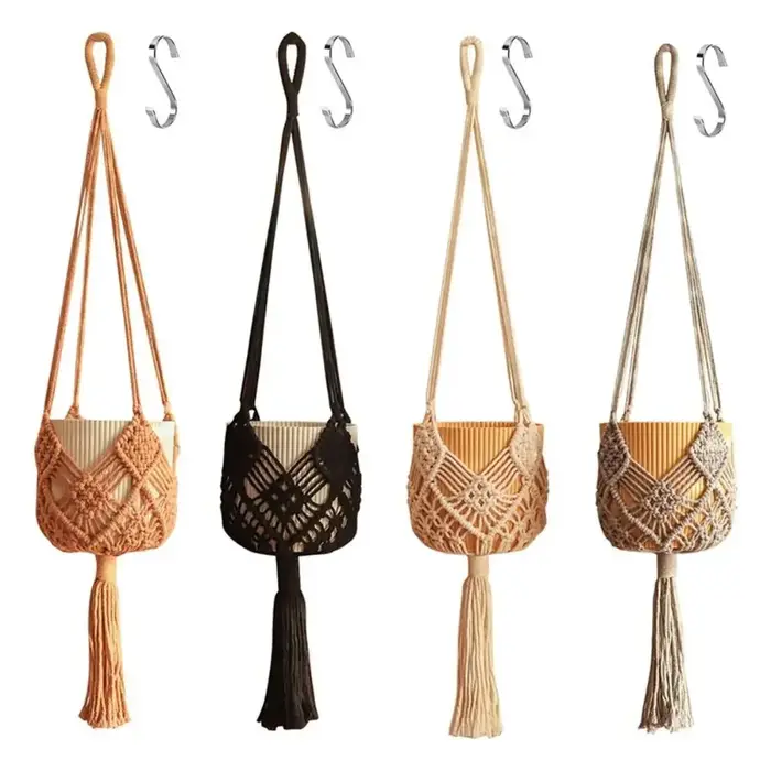 Porte-plante bohème avec pochette en filet