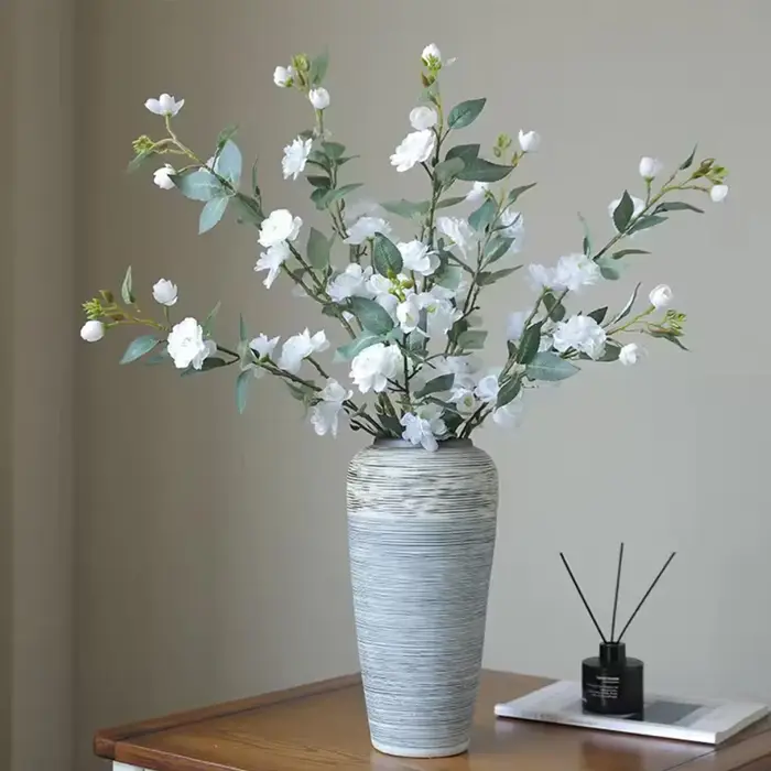Fleur artificielle en soie de 90 cm, branche longue, camélia, fleur de cerisier, pour arrangement en vase familial, décoration de toile de fond pour arche de mariage et fête