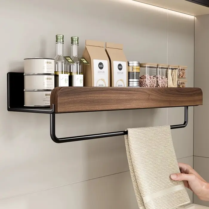 Étagère à épices en noyer pour la cuisine
