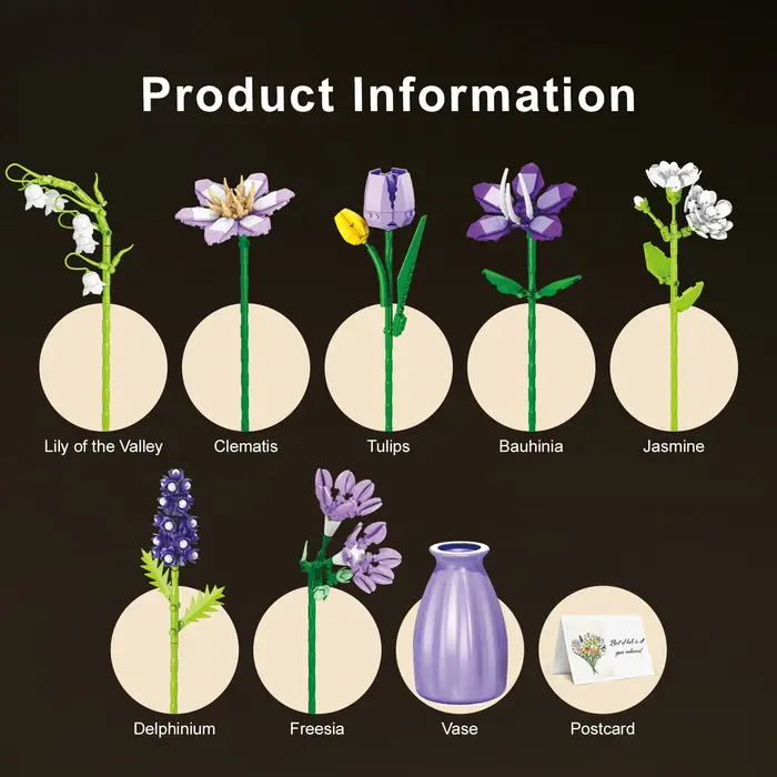 Ensemble de blocs de construction de fleurs artificielles - Tulipes