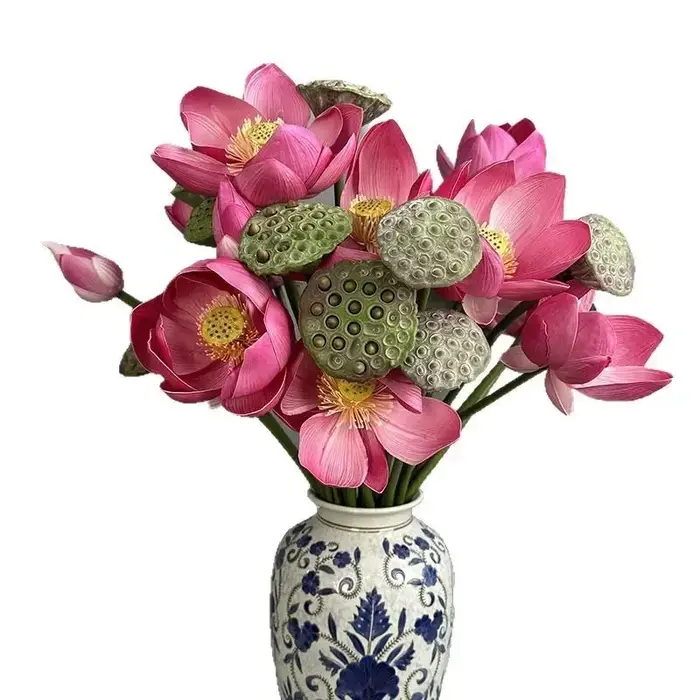 Fleurs artificielles en PU en forme de bourgeon de lotus simulé, ruban décoratif pour mariage, lotus artificiels roses, décoration de jardin, plante verte