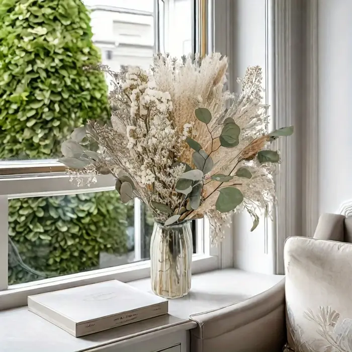 Bouquet de fleurs séchées naturelles, Arrangement de mariage, roseaux de Phragmites moelleuses, queu
