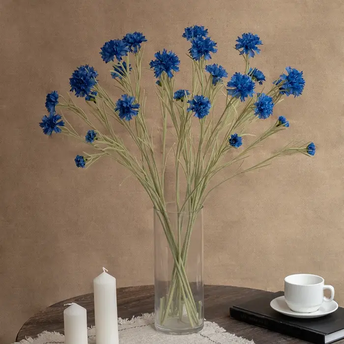 1PC nordique bleu longue branche étoilé bleuet soie fleurs artificielles maison fête de mariage décoration Flore