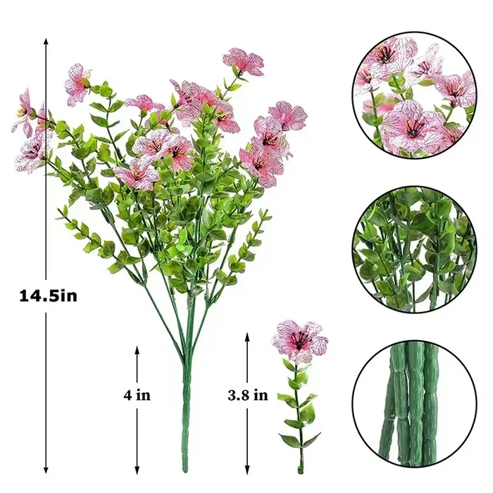 Fausses fleurs d'extérieur résistantes aux UV, plantes artificielles pour extérieur, cour, mariage, 