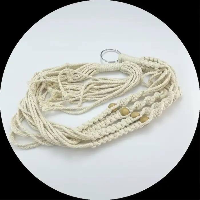 Boho coton corde cintre Pot de fleur fait à la main 4 pieds plante
