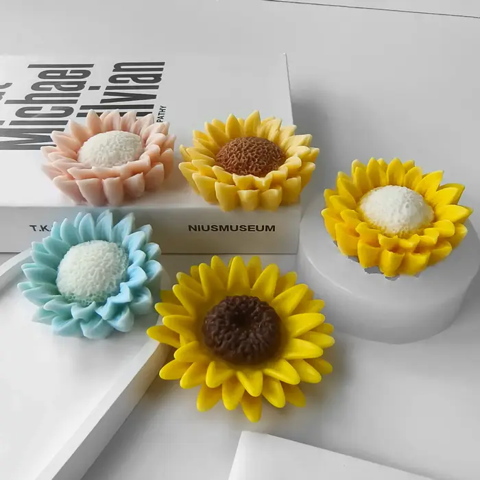 Moule en silicone pour bougie aromatique tournesol bricolage, fleurs faites à la main, élection, résine xy, ornements en plâtre, moules à bonbons au chocolat, moules de cuisson
