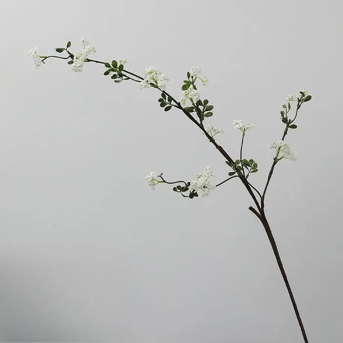 5 pièces de fleurs artificielles en soie, branches de saule des neiges à fleurs de poirier, pour déc