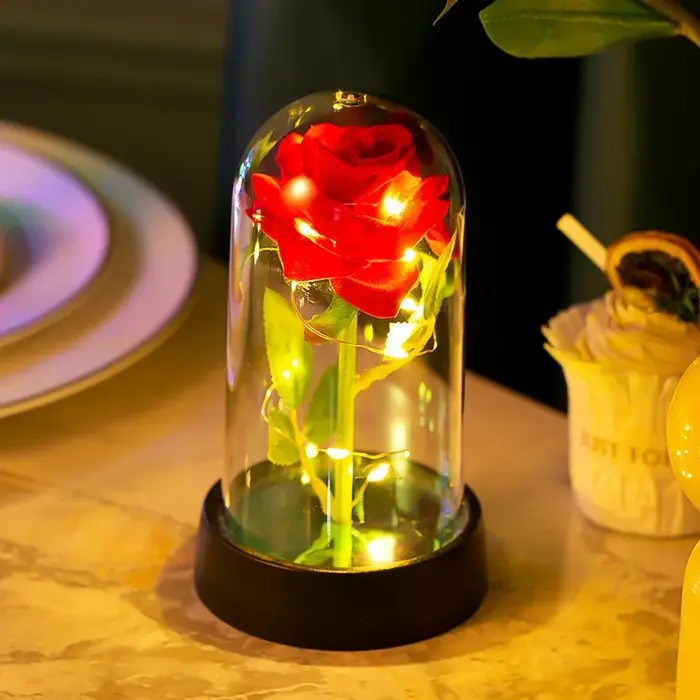 Mariage Led galaxie Rose fleur éternelle avec lumières en dôme pour toujours