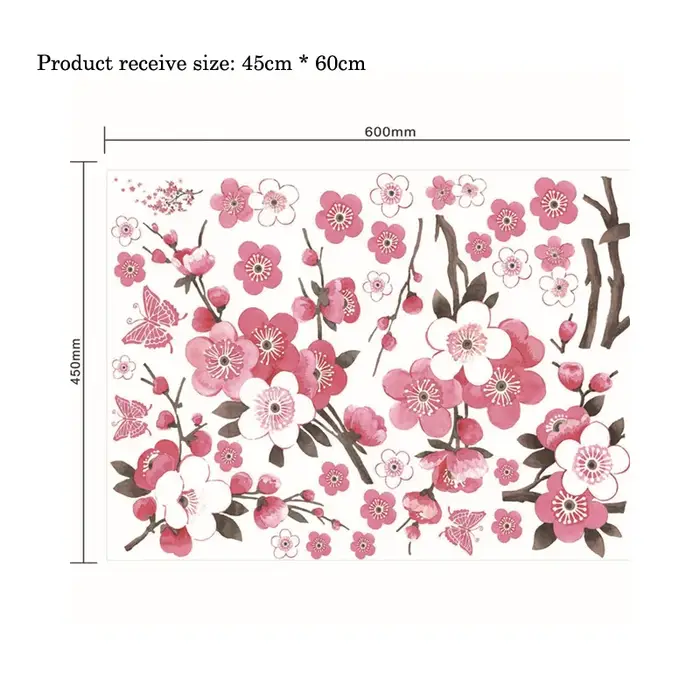 Autocollants muraux en forme de branche d'arbre à fleurs de cerisier