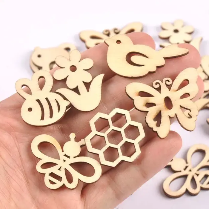 Ours fleur maison copeaux de bois naturel Scrapbooking Carft pour la décoration