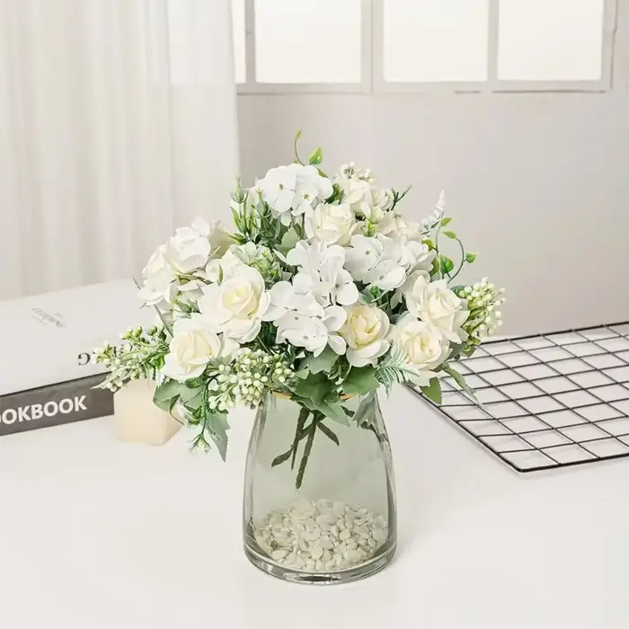 Fleur artificielle soie gardénia hortensia saint valentin mariage Bouquet de mariée maison Table Vase Festival guirlande bricolage cadeaux boîte Decora