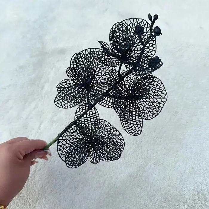 1 pièces noir Halloween fleur artificielle plantes en soie laisser branche bambou Dahlia fête événement Bouquet Floral maison Table Decorayion