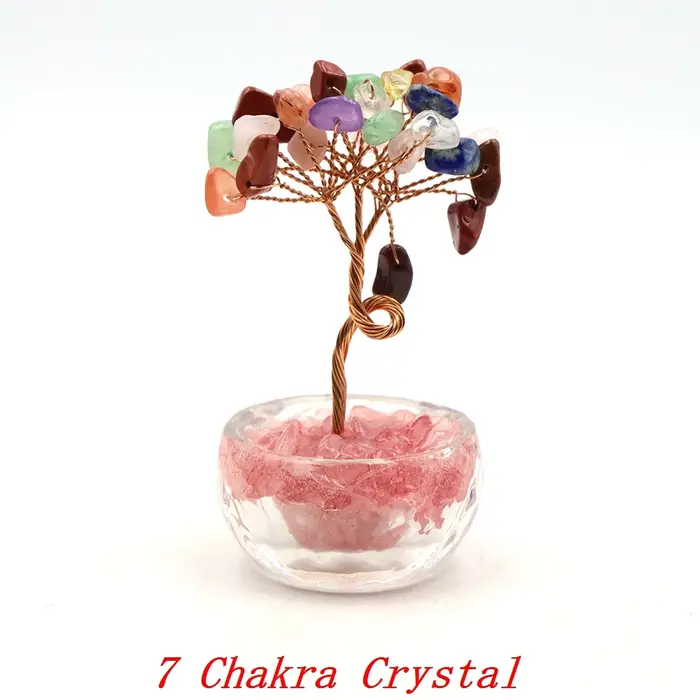 Arbres d'argent en cristal de 75mm, pierres naturelles, Citrine, améthyste, Quartz, gemme de guériso