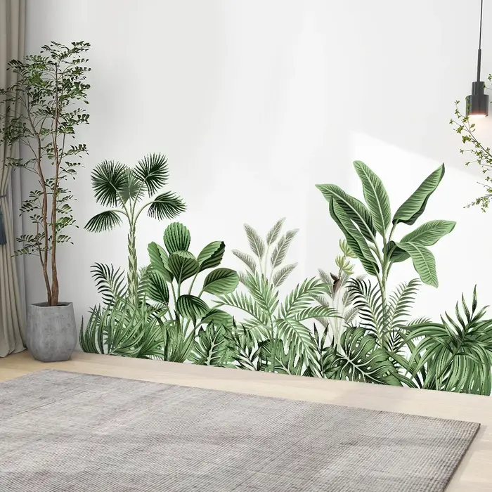 Autocollants muraux plante tropicale Jungle pour salon maison chambre armoire décoration murale auto-adhésif vinyle autocollant papier peint