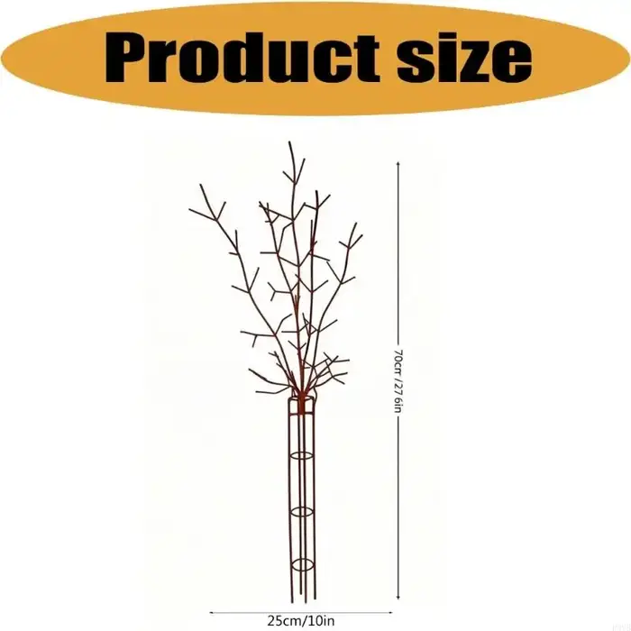 Support grimpant en fer pour croissance des fleurs, piquet jardin à branches décoratives 25x70 pour exposition cour,