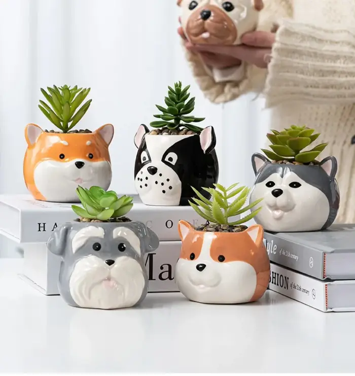 Pots de fleurs en céramique en forme d'animaux