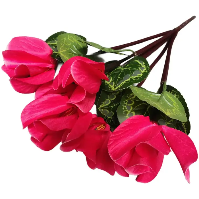 Bouquet de fleurs artificielles colorées en cyclamen rouge