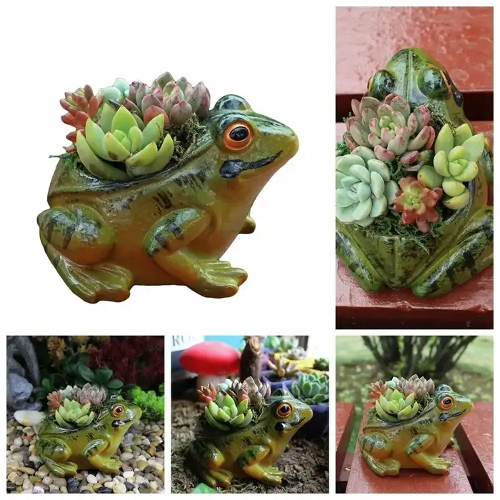 Pots à plantes succulentes en résine en forme de grenouille, épaissis et respirants, mini-pots de fleurs réalistes pour jardin