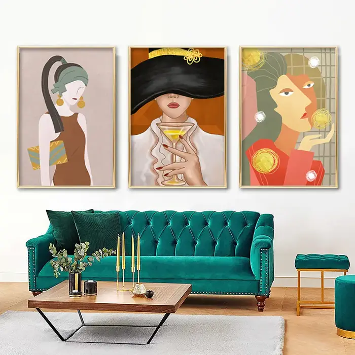Peinture sur toile de femme de fleurs de mode