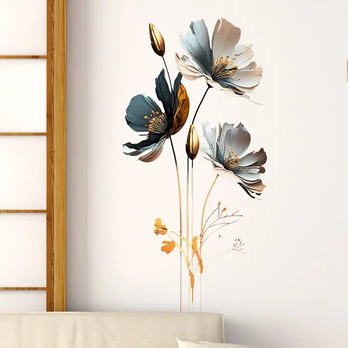 Superbe autocollant mural floral pour salon, décoration de fond, autocollants pour chambre à coucher