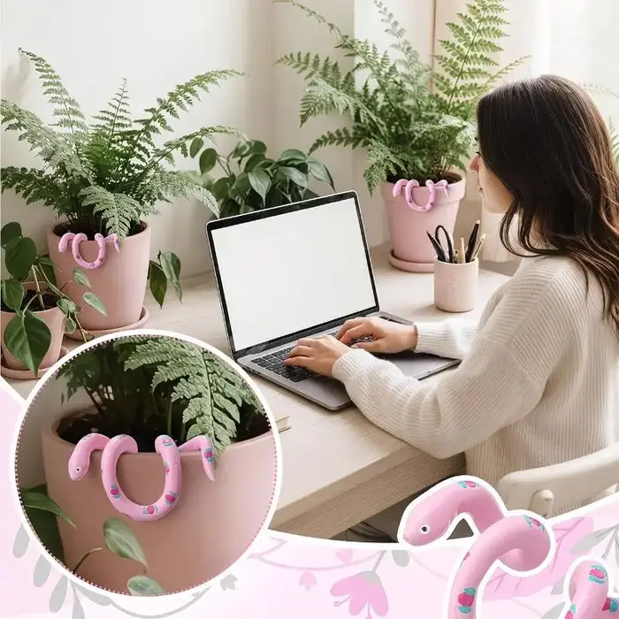 Support de pot de fleurs en résine en forme de serpent, figurine de serpent peinte à la main pour bord de pot de fleurs intérieur/extérieur, ornement coloré pour suspendre les pots