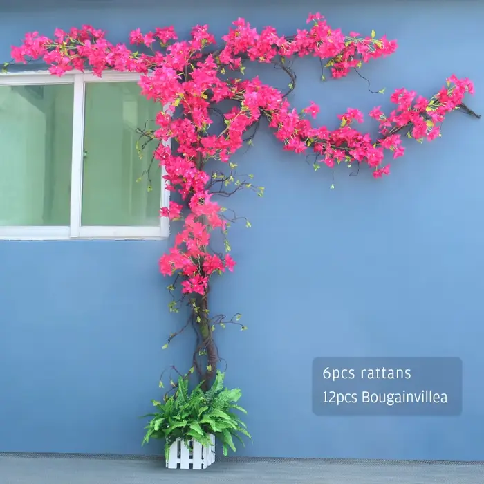 Ensemble d'arbres et de lianes artificiels Bougainvillea, plantes d'extérieur pour balcon, décoratio