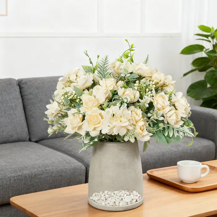 Fleurs Artificielles en Soie Gardenia Hortensia pour Bouquet de Mariage, Décoration de Table, Vase, Guirlande de Fête, Cadeaux DIY, Accessoires Décoratifs
