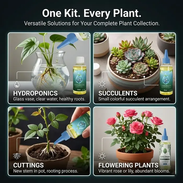 Ensemble de 2 produits stimulants la croissance des plantes : solution nutritive 110 ml et liquide d'enracinement