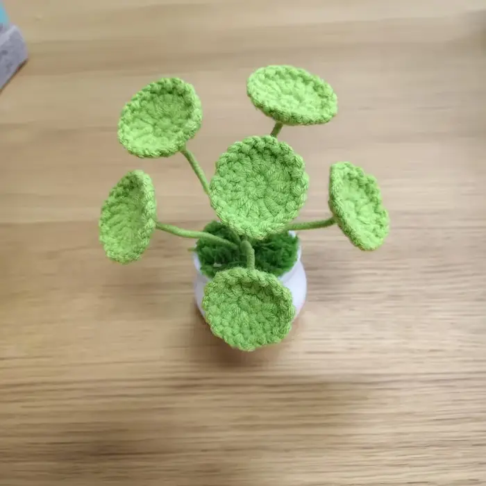 Joli pot de plante artificielle en crochet
