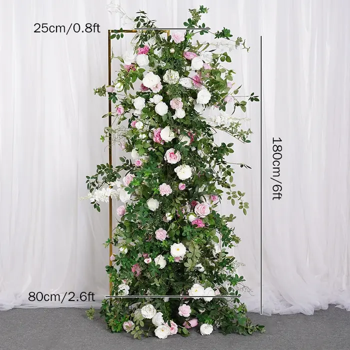 A7794 chemin de rangée de fleurs pour toile de fond de mariage, décor de panneau KT, arrangement Flo