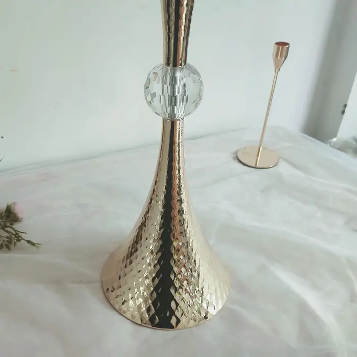 Vase doré en forme de trompette, centre de Table de mariage en cristal, pour événement, route, Vases à fleurs délicats pour la décoration de la maison