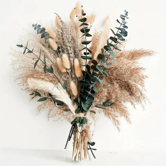 90 pièces Pampas fleurs séchées lapin queue