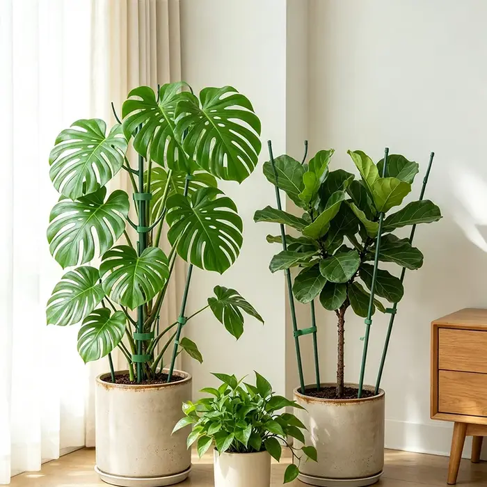 Ensemble de supports pour plantes, poteaux hauts empilables avec attaches, supporte les tiges des plantes grimpantes, supports de jardinage extérieurs durables