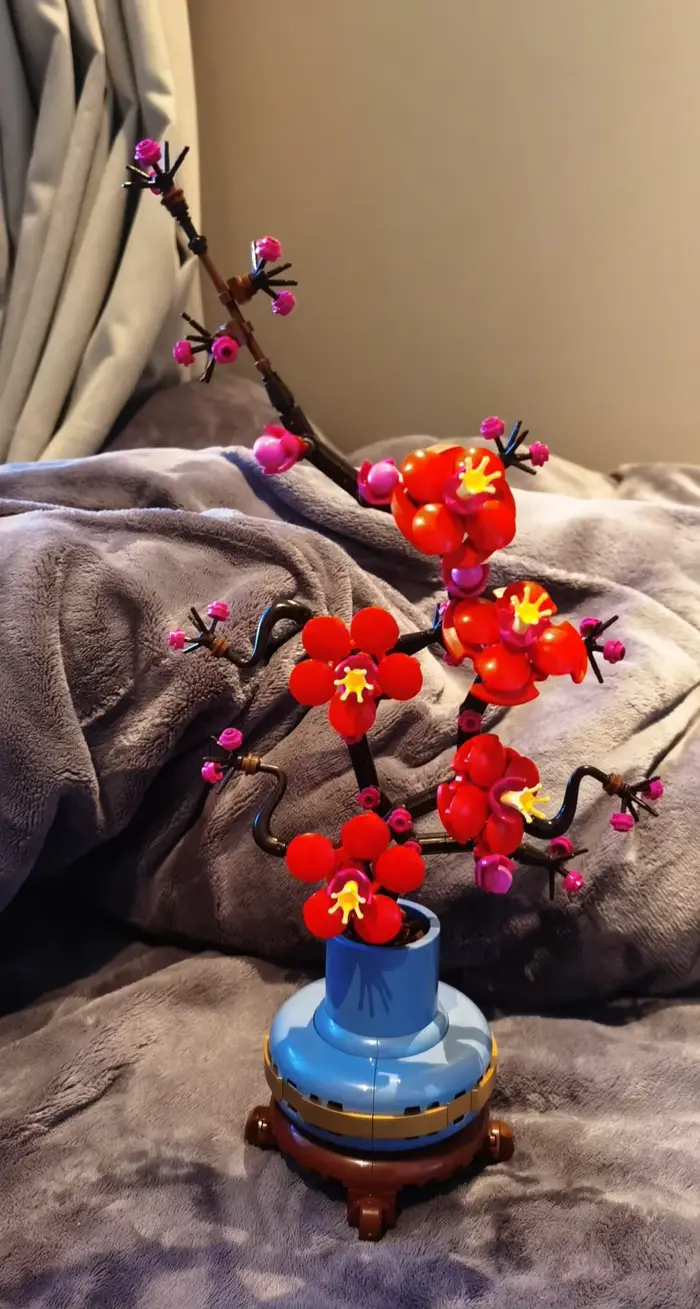 Modèle de fleur de prunier en pot, ornement de bureau et de maison, cadeau idéal pour les amateurs de plantes et les collectionneurs, pour les fêtes et les anniversaires