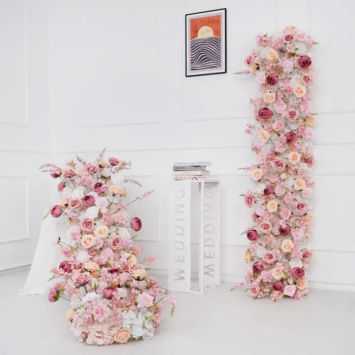 Uflower 100/200 cm luxe Rose fleur artificielle rangée Table pièce maîtresse fleurs de mariage toile de fond mur Arches décor fête florale