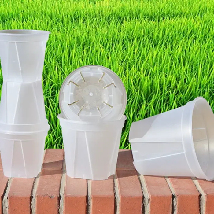 Pot de fleur en plastique transparent pour contrôle des racines