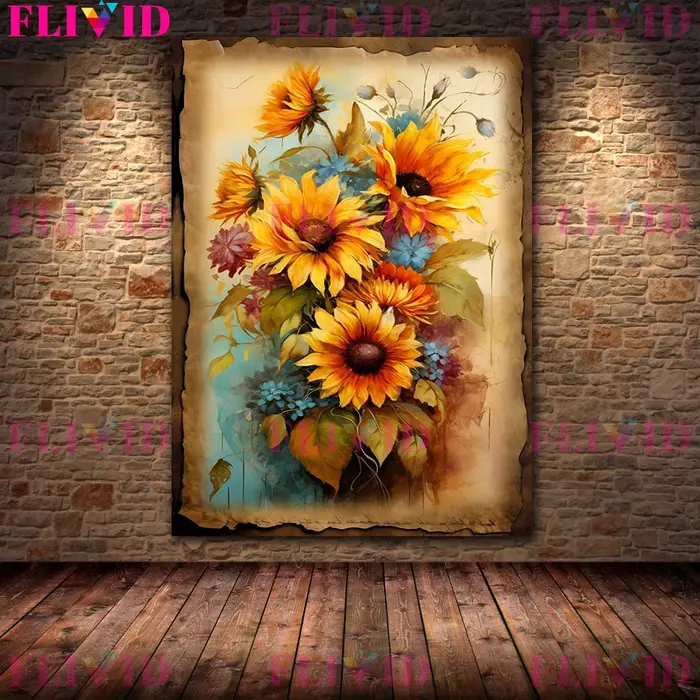 Botanical Junk Journal,Shabby Floral Art Poster and Print,Botanical Garden Vintage Wall Art Canvas Painting,Home Decor, Unframed