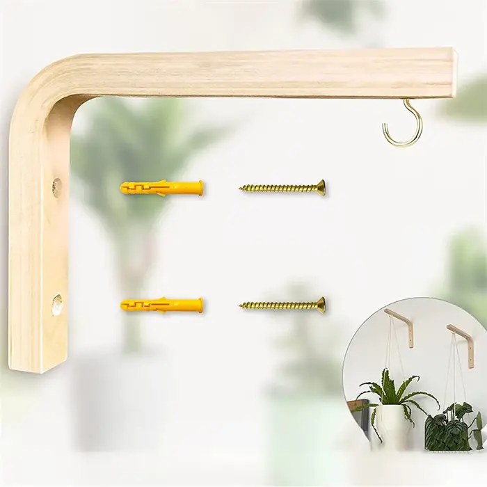 Support mural en bois naturel nordique pour plantes