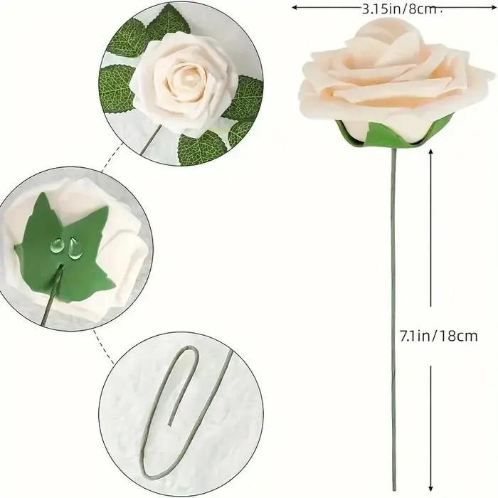 Fleurs Artificielles en Mousse avec Tiges pour Bouquets de Mariage