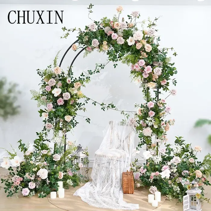 Mori vert Rose Rose accrocher fleur rangée mariage toile de fond arc décor allée sol Floral événement fête accessoires fenêtres affichage C8922
