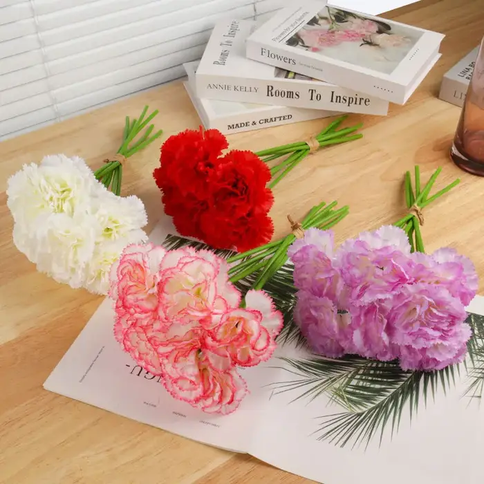 Bouquet d'œillets artificiels en soie