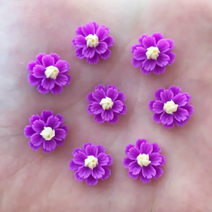 Nouveau 80 pièces résine 13mm 3D fleur Flatback pierre embellissement bricolage Scrapbook artisanat R92 * 2