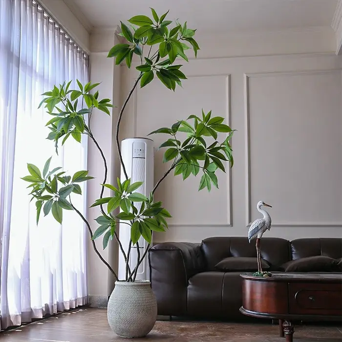 Simulation de plantes vertes en forme de grande feuille