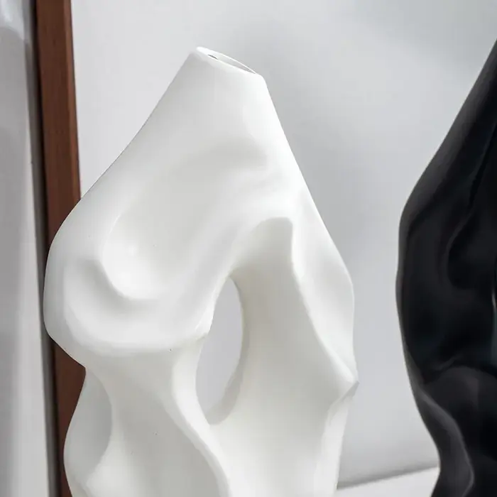 CAPIRON 37 cm Vase en céramique nordique abstrait Pampas herbe fleurs séchées salon salle à manger armoire bureau décoration cadeau